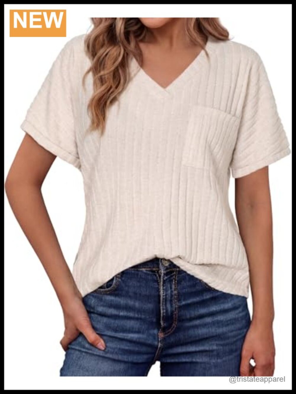 Women's V-Neck Short Sleeve T-Shirt with Pocket Casual Summer Top